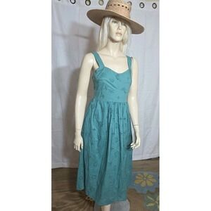 J.Crew‎ Women's 4 Midi Eyelet Dress Green Sundress Pockets Side Zip NWT